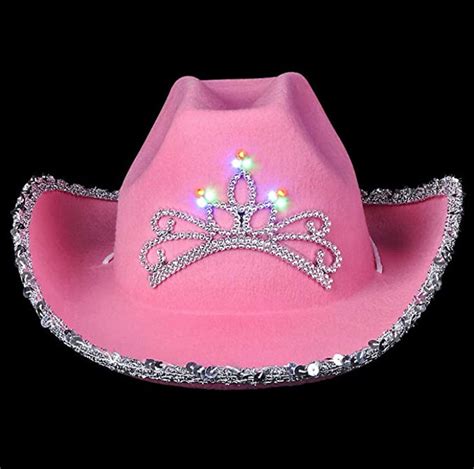 Princess Cowgirl Hat Pink Light up Cowboy Hats Blinking Tiara | Etsy