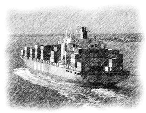 Cargo Ship Sketch at PaintingValley.com | Explore collection of Cargo Ship Sketch