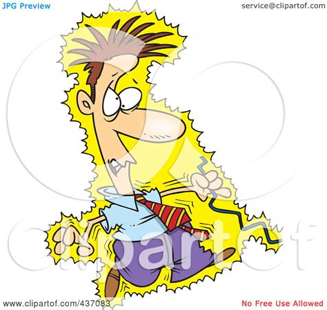 Royalty-Free (RF) Clipart Illustration of a Cartoon Businessman Being Electrocuted By A Wire by ...