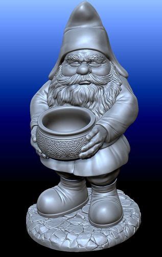 Gnome 1 holding bowl 3D model 3D printable | CGTrader