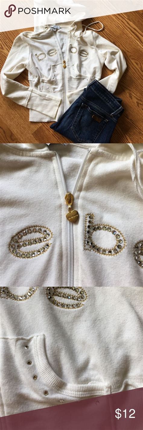 ☀️3/$15 bebe zip hoodie | Embellished hoodie, Bebe, Zip hoodie