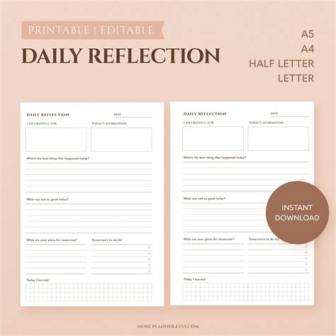 Printable Self Reflection Journal Template - Printable Templates Free