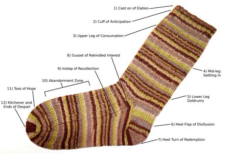 anatomy of a handknit sock | Hand knit socks, Knit crafts, Knitting socks