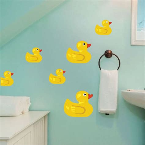 Rubber Duck Full Color Murals Bathroom Duck Wall Stickers Kids' Room Decals Removable Waterproof ...