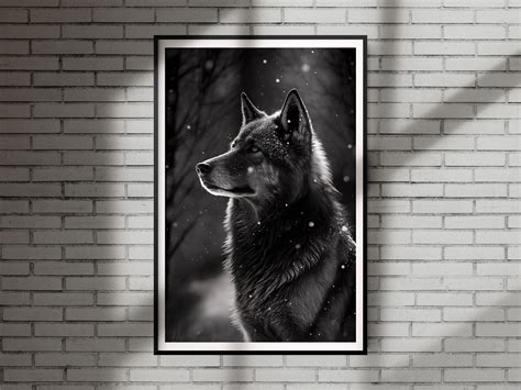 Wolf Wall Art Print, Black and White, Wolf Digital Print, Modern Wall ...