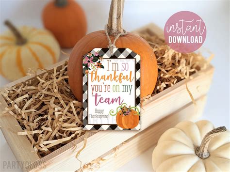 Thanksgiving Team Appreciation Printable Gift Tags, so Thankful Autumn ...