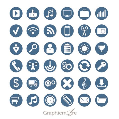 36 Flat Icons Set Design Free Vector Download by GraphicMore