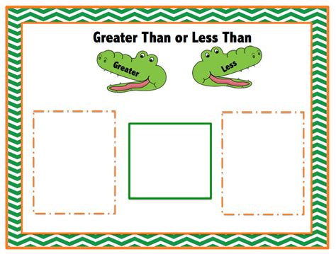 Free Alligator Greater of Less Than Mat and Numbers ~ Preschool Printables