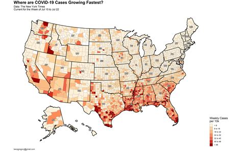 [Jul 23] - County-Level US Map of Daily COVID-19 Cases per Capita : r ...