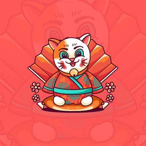 Premium Vector | Cat chinese new year