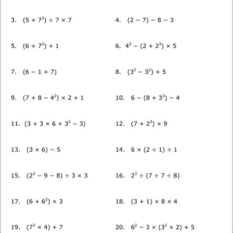 PEMDAS WORKSHEET | Pemdas worksheets, Pemdas, Practices worksheets