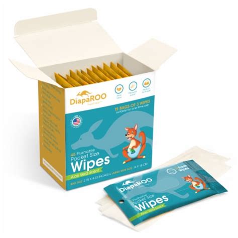 DiapaROO Flushable Wet Wipes for Adults & Kids - 15 Resealable Bags of ...