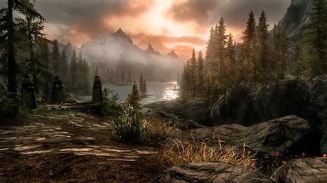 Skyrim Sunset: Majestic HD Wallpaper