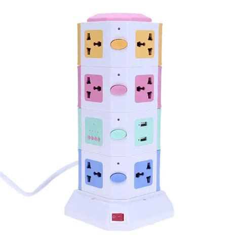 Smart WIFI Vertical Socket Plug Board Outlet Universal Travel Adapter 2 USB Hub Ports App ...