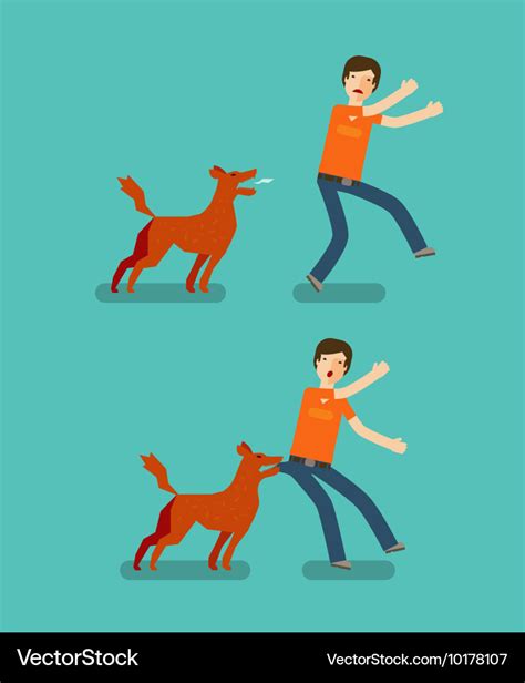 Dog bite man cartoon Royalty Free Vector Image