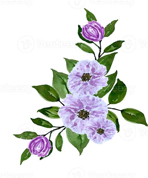 Watercolor violet flower arrangement.Botanical floral bouquet 33158638 PNG