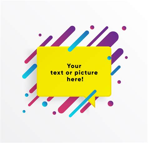 Yellow abstract Text box shape with trendy neon lines and circles ...