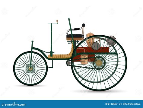 The World`s First Car 1886 Benz Patent-Motorwagen Vector Illustration ...