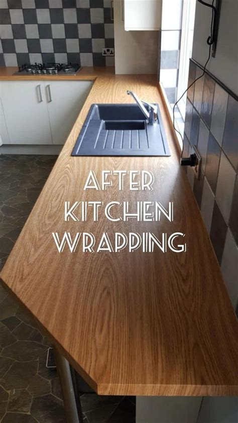 Worktop vinyl wrapping with alder light wood vinyl wrap. | Modern kitchen design, Vinyl wrap ...