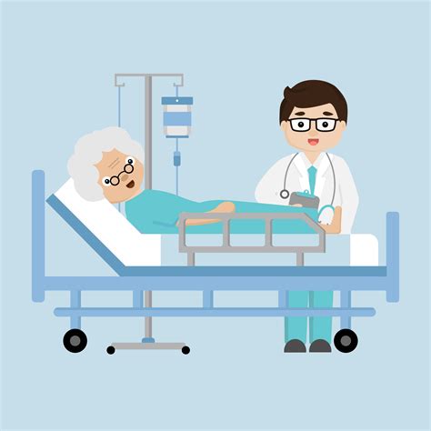 Doctor's visit patient elderly woman lying in a medical bed. 618842 Vector Art at Vecteezy