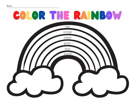 Printable Color the Rainbow Worksheet | Etsy