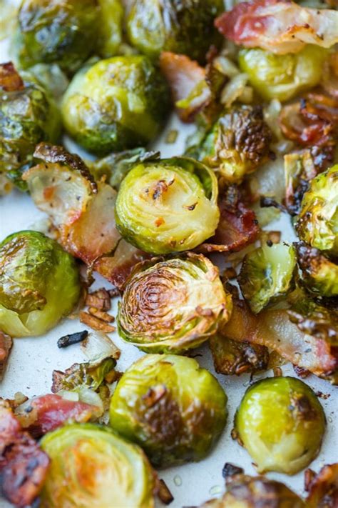 Crispy Roasted Brussels Sprouts with Bacon - A Saucy Kitchen