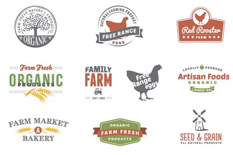 Retro style farm logos design vector free download