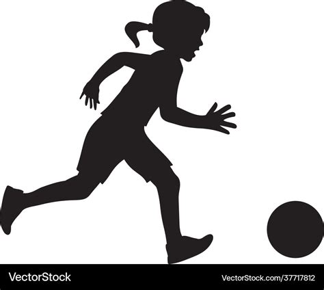 Girl playing soccer silhouette Royalty Free Vector Image