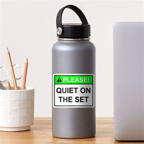 "Please quiet on the set sign" Sticker for Sale by SumoShark | Redbubble