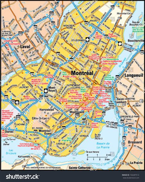 Montreal Quebec Area Map Stock Vector 150287513 - Shutterstock