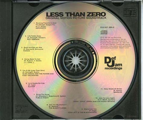 Less Than Zero Soundtrack (1987) - CD Sniper Reference Collection of Rare Movie Soundtracks