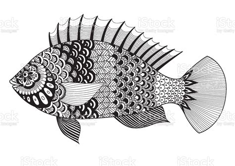 Line art design of fish for printed tee, design element and coloring... | Line art design, Fish ...