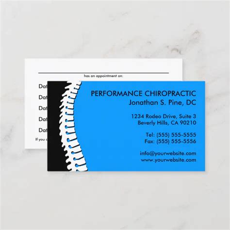 Spine Cutout Chiropractic Appointment Cards | Zazzle