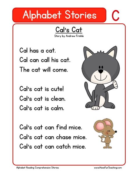 Reading Comprehension Worksheet - Cal's Cat | Preschool reading, Reading comprehension ...