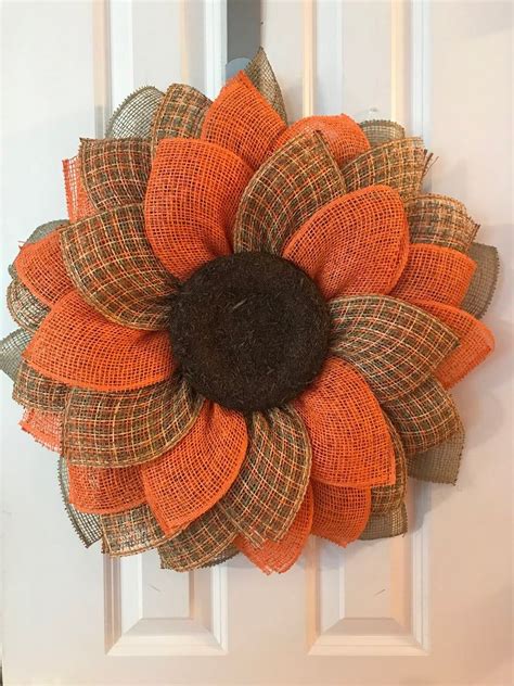 Sunflower poly burlap fall sunflower fall wreaths fall | Etsy