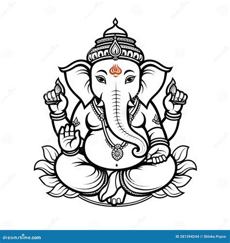 Lord Ganesha Kids Drawing Simple Line Art Coloring Page Stock ...