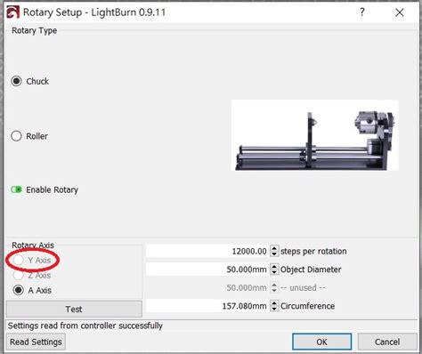 Rotary Chuck setup, can't choose Y axis - LightBurn Software Questions - LightBurn Software Forum