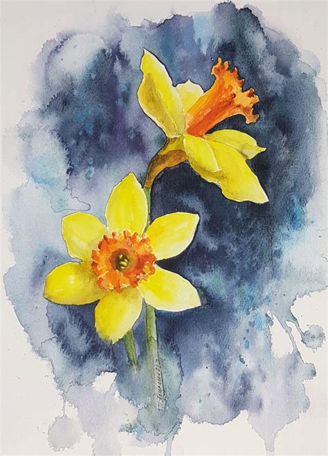 Narcissus Painting Original Watercolor Art Spring Flowers | Etsy in 2021 | Original watercolor ...