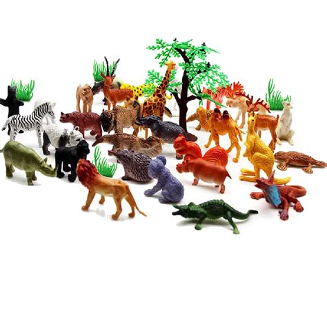 Safari Animals Figures Toys-53 Piece Mini Realistic Wild Vinyl Plastic ...