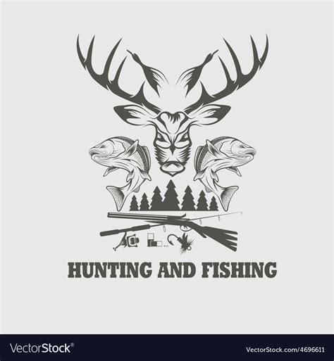 Hunting and fishing vintage emblem design template