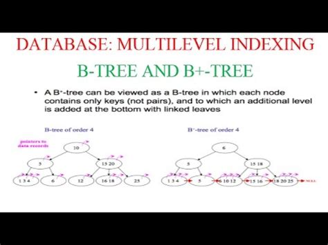 B-TREE AND B+-TREE IN DATABASE:MULTI-LEVEL INDEXING - YouTube