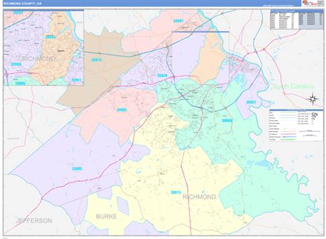 Richmond County, GA Wall Map Color Cast Style by MarketMAPS - MapSales