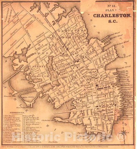 Historic Map : 1849 Plan of Charleston, S.C. : Vintage Wall Art ...