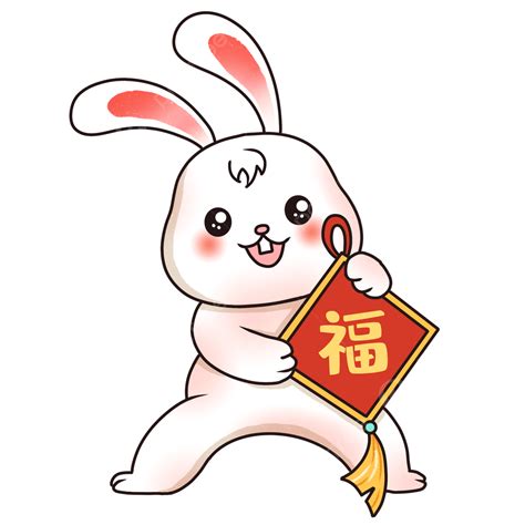 Chinese New Year Rabbit Cartoon Fu Character Celebrating New Year ...