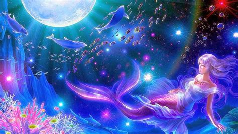 Mermaid moon fantasy widescreen hd wallpaper - beautiful desktop wallpapers 2014