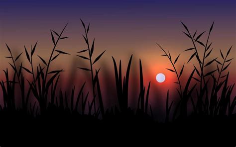 Beautiful Sunset Landscape with Silhouette of Grass 3700172 Vector Art at Vecteezy