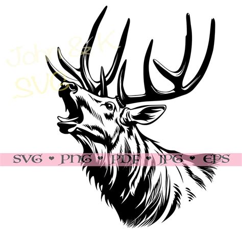 Elk Svg, Elk Vector, Elk Head Svg, Cutfile Silhouette Elk Head Clipart ...