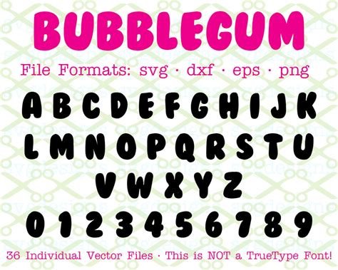 BUBBLEGUM SVG FONT -Cricut & Silhouette Files SVG DXF EPS PNG ...