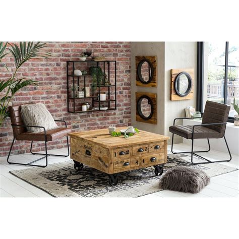 Rustic Wood Large Lift Up Storage Coffee Table Trunk On Caster Wheels