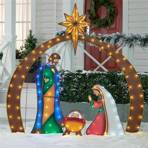 4 Piece Christmas Lighted Outdoor Yard Nativity Scene Decoration Set LED Metal #Holida ...